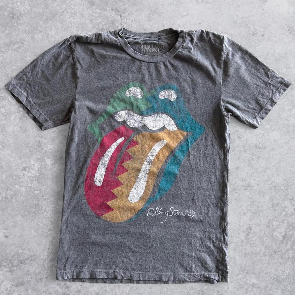 Rolling Stones Band Tee Colorful Logo Graphic T Shirt Tour Dates - Size S